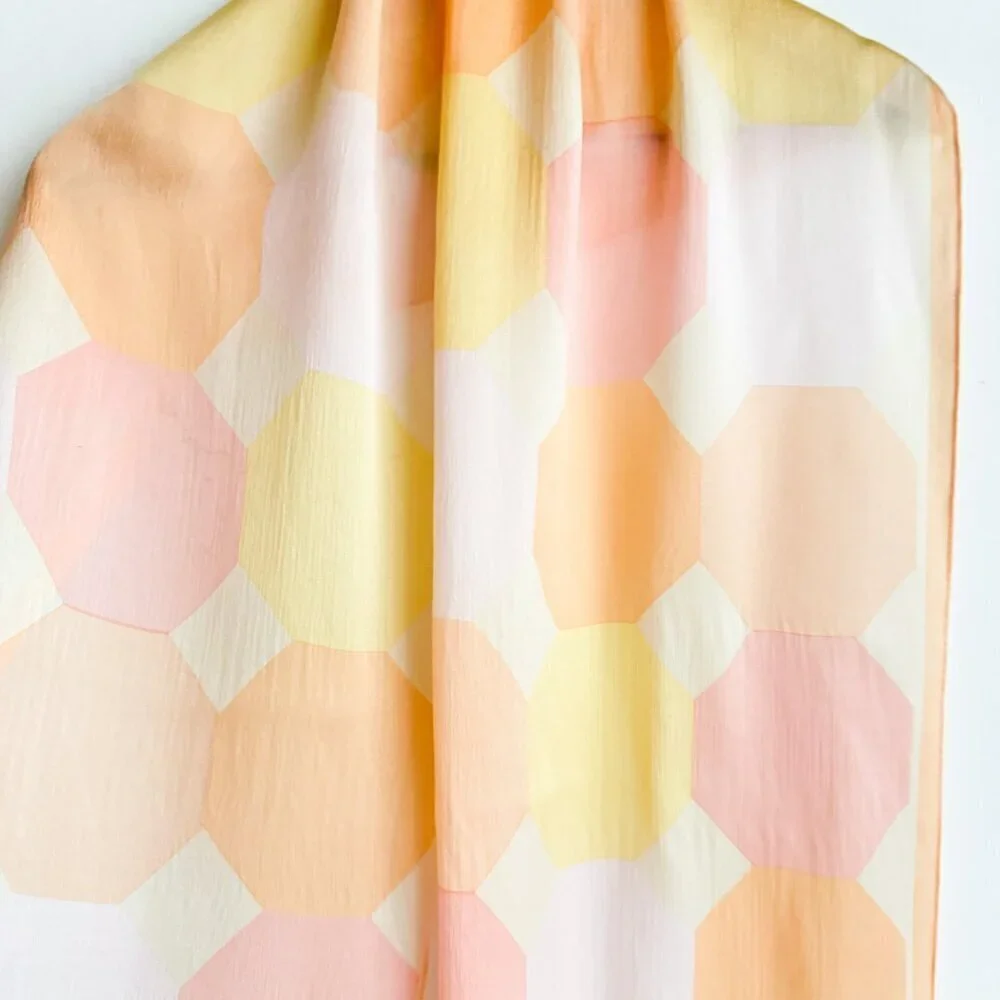 Adrienne Vittadini Pastel Pink Multicolour long silk scarf